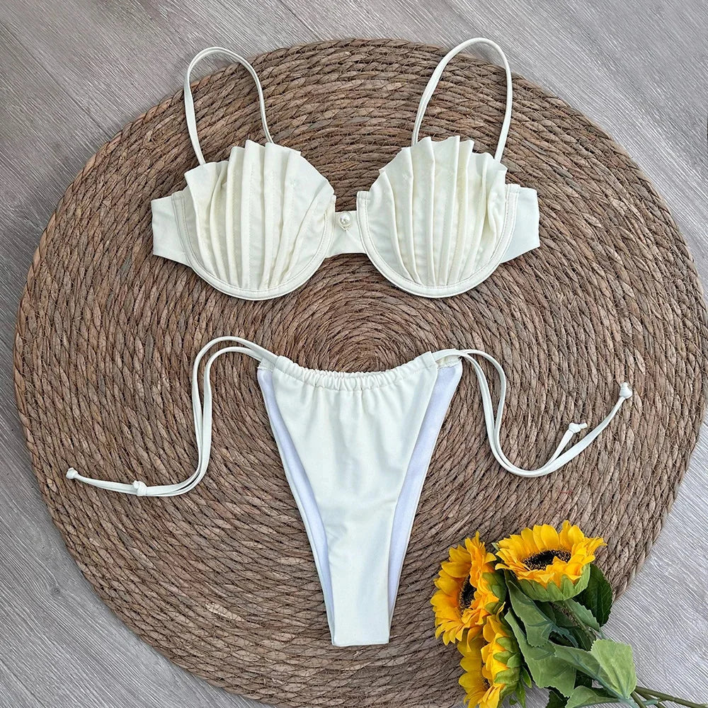 Sexy Shell Micro Bikini Women Swimsuit Female Swimwear Thong Bikinis Set Brazilian Beach Wear Bathing Suit Biquini