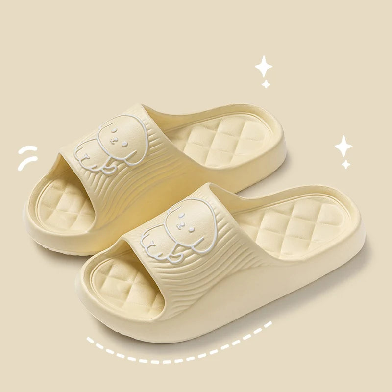 Cartoon Puppy Summer Couple Non-slip Soft Slides Lithe Comfort Sandals Men Women Casual Slippers Ladies' Home Flip Flops