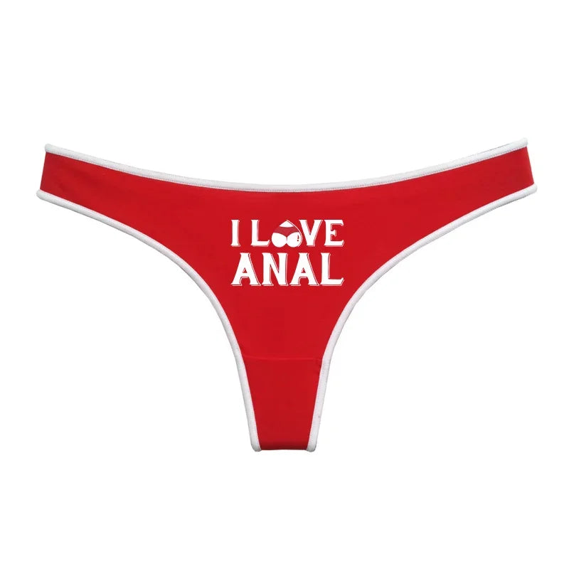 I LOVE ANAL Female Lingerie Girls G String Red Cotton Underwear for Womens Soft Seamless Invisible Breathable Sport Underpant