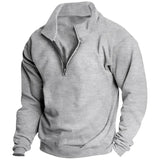 Autumn and winter new men's fleece sweatshirt stand-up collar half zipper long sleeve cross-border European trend men's top