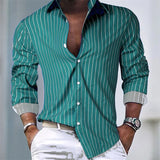 hot-selling men's shirt striped shirt outdoor shopping daily casual buttons super large sizes comfortable fabric