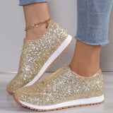 Autumn New Fashion Slip-on Low-heeled Women's Sneakers Gold Silver Trend Sport Shoes Ladies Outdoor Casual Walking Shoes