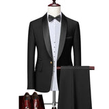 Men's Lapel Collar 3 Piece Suit Set Coat Vest Trousers / Business Groomsmen Groom Wedding Dress Blazer Jacket Pants Waistcoat