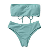 Bathing Suit Two-piece Set Summer Swimwear Bra Briefs Bikini Set with Chest Pad Wire-Free Women Beach Suit Women Clothes