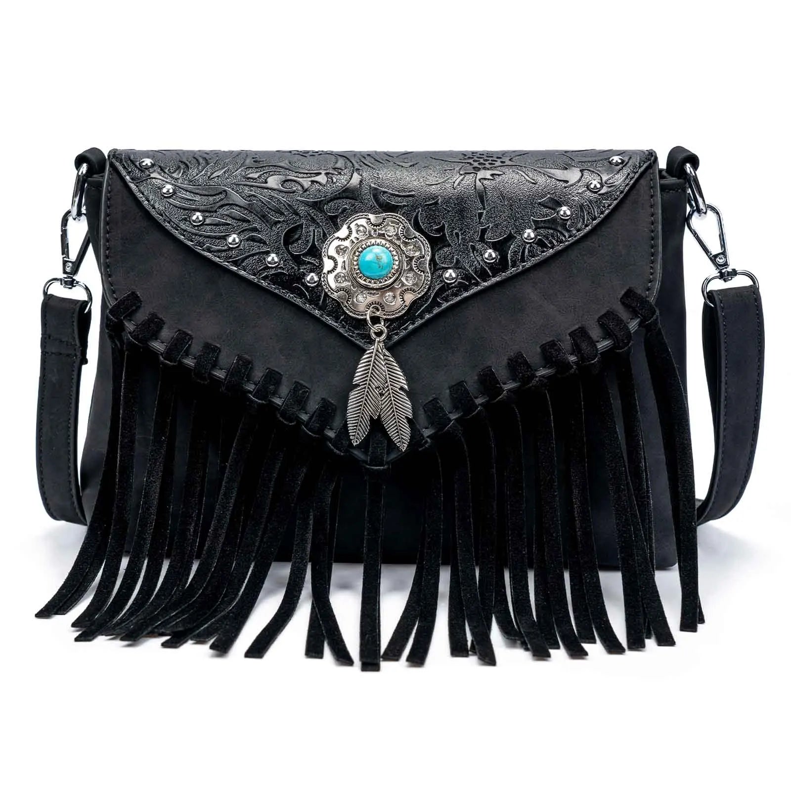 Celela Original Design Shoulder Bag For Women PU Leather Luxury Clutch Designer Handbags Western Purse Fringe Messenger Bag