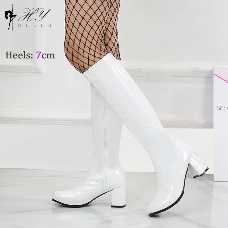 Costumes 60s 70s Go Go Boot Retro1960s Ladies Women's Knee-High Boots Fancy Dress Gogo Party Dance Gothic Shoes