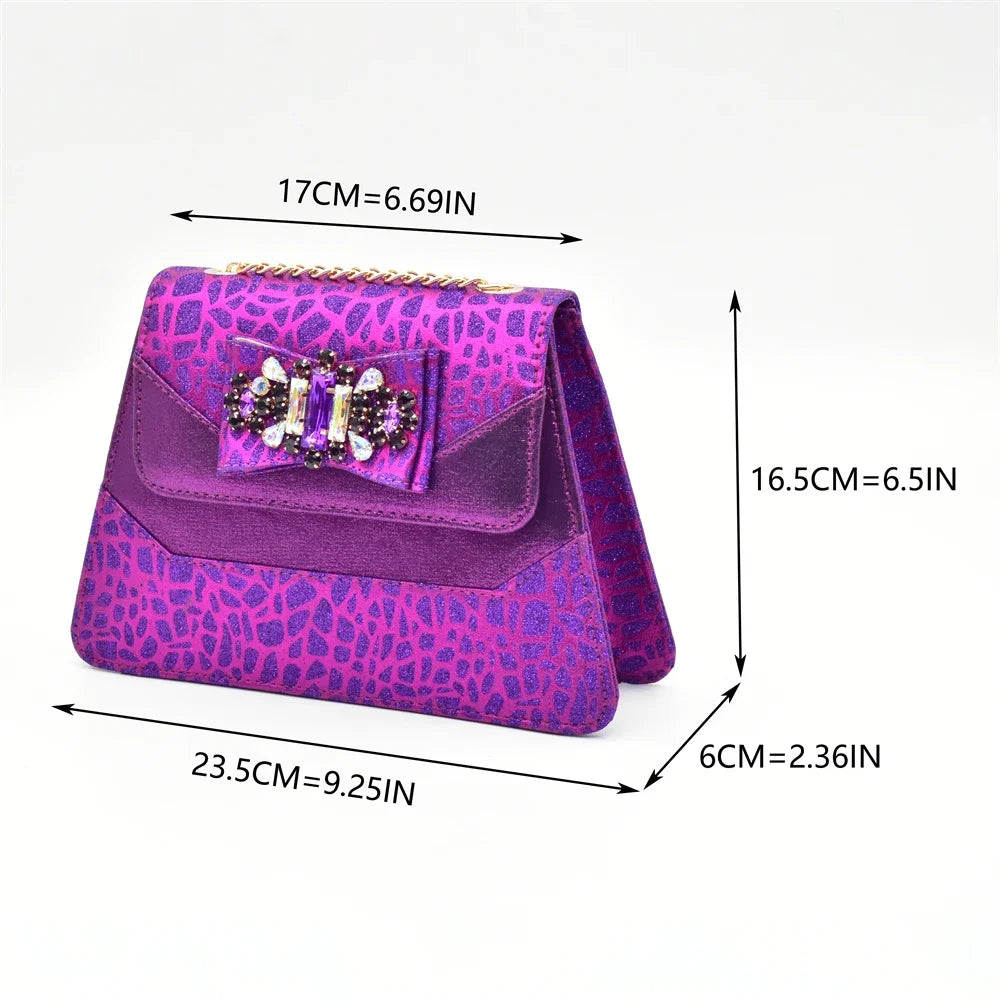 Purple Shoe and Bag Set for Party in Women Italian Shoe and Bag 2024 High Quality Elegant Heeled Shoes for Women African Pumps