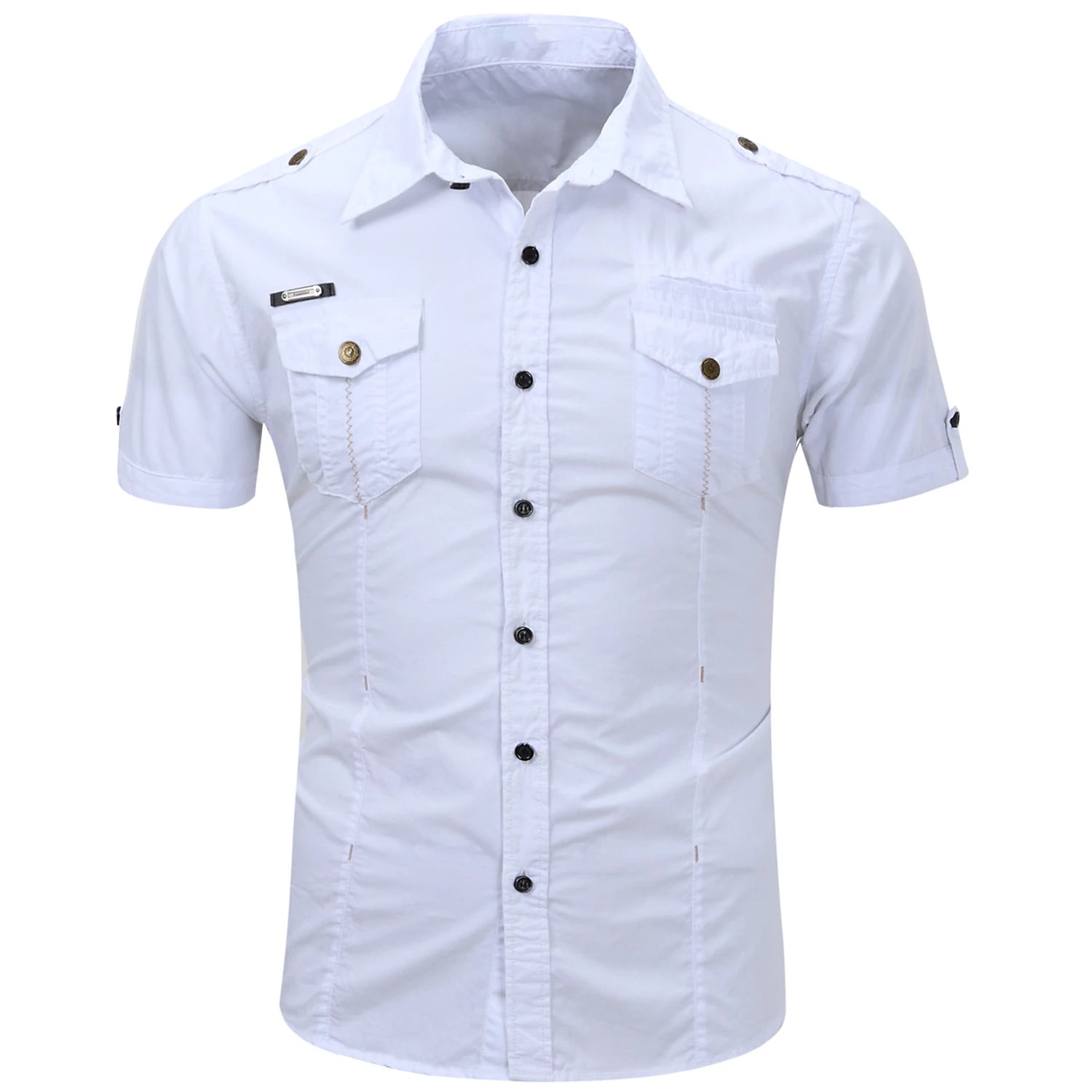 New Fashion Men's Safari Shirt Short Sleeve Summer Casual Tactical 100% Cotton Cargo Outdoor Pocket Work Shirts for Men