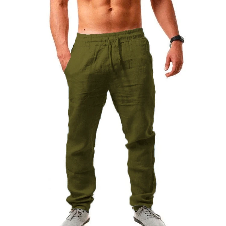 Korean Summer Men's Linen Pants New Breathable Solid Color Comfortable Pants Fitness Yoga Jogging Sweatpants Streetwear