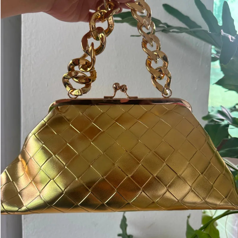 Gold Luxury Designer Woven Handbags Purse Thick Chain Dumpling Clutch Bag Fashion Crossbody Bag Shoulder Bags Women Wholesale