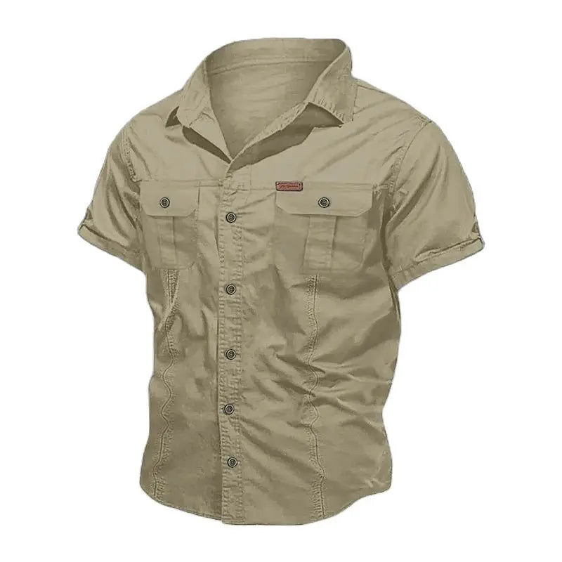 New Mens Military Shirt Men Short Sleeve Cargo Shirts 100% Cotton Casual Solid Shirt Male Pocket Work Shirt Tactical Shirt