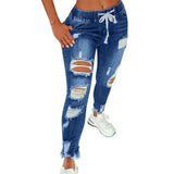 4XL Women Jeans Ripped Vintage Woman's Distressed Jeans Streetwear Hip Hop High Waist Pants Skinny Denim Trousers