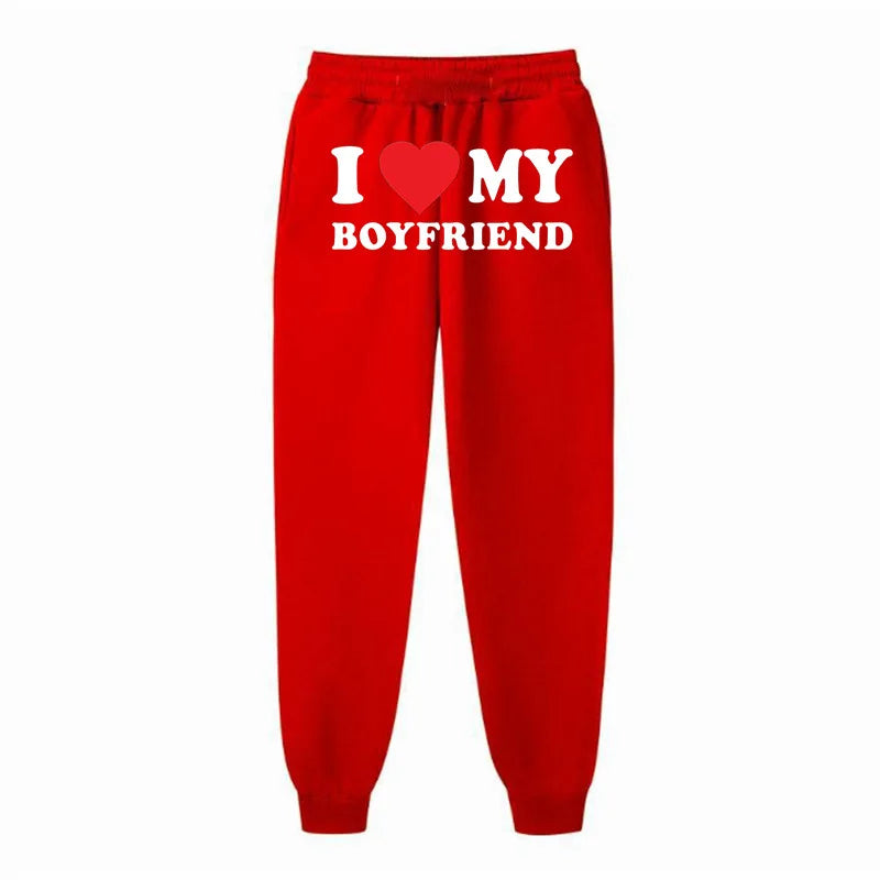 Women’S Fleece Lined Sweatpants Valentine'S Day Love My Boyfriend PrintPants Bottom Sweatpants Joggers Pants High Waisted Pants