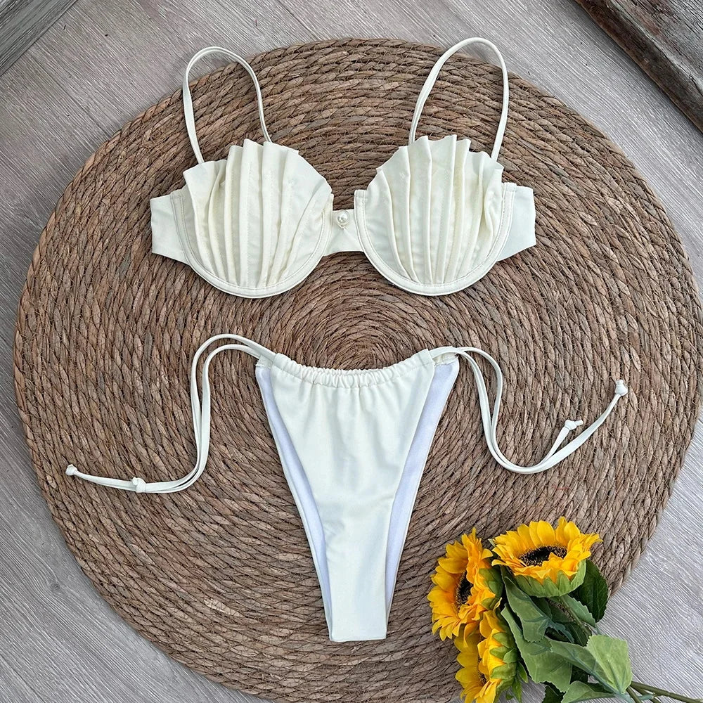 Sexy Shell Micro Bikini Women Swimsuit Female Swimwear Thong Bikinis Set Brazilian Beach Wear Bathing Suit Biquini