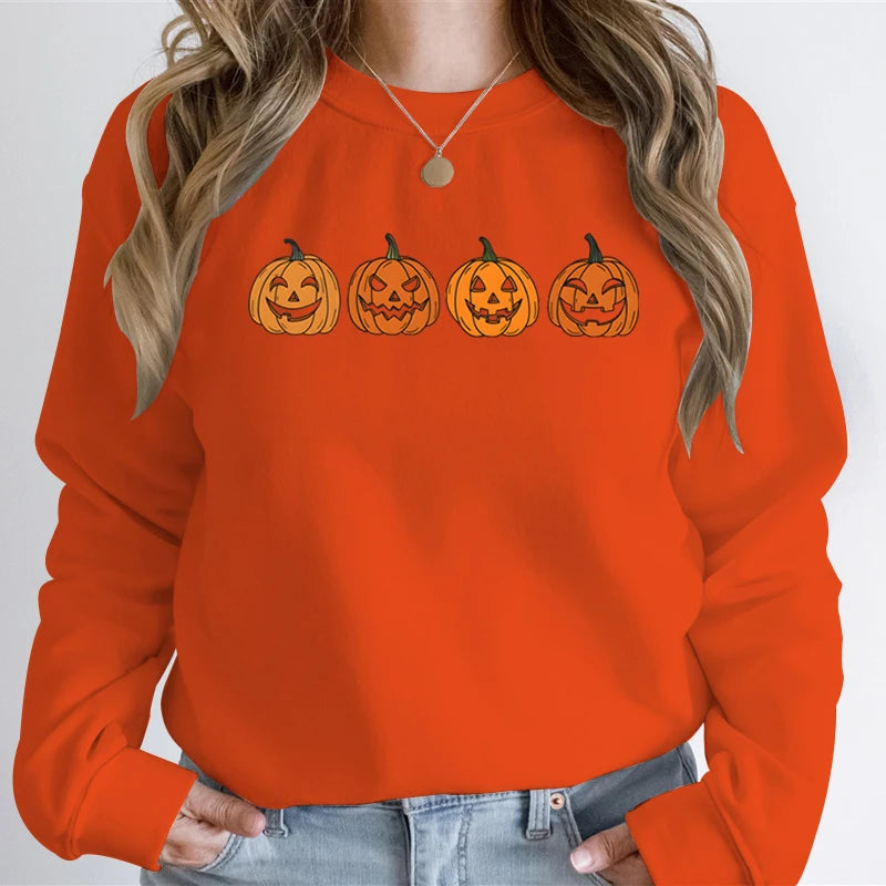 Funny Halloween Women's Sweatshirts Pumpkin Ghost Autumn Sweatshirt Hoodie Vintage Pumpkin Halloween Essential Women Sweatshirt