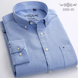 New Oxford woven men's shirt long sleeve striped fashion print casual business social breathable no-iron buckle collar