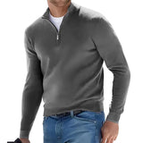 Autumn Men's Sweatwear Warm Pullover Solid Color Half Zipper Casual Sweater Slim V-neck Long Sleeve Men's Sweatshirts Winter Top