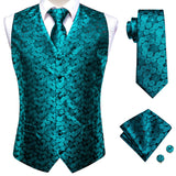 Wedding Purple Silk Men Vest Paisley Slim Fit Necktie Hankerchief Cufflinks Sets Male Sleeveless V-Neck Waistcoat Party Hi-Tie