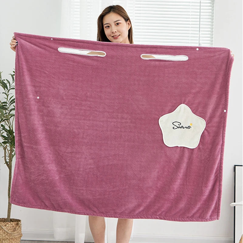 Ladies Soft Bath Towels Home Textiles Bath Towels and Sauna Towels Bathroom Plus Size Wearable Microfiber Bathrobe Ladies Shower