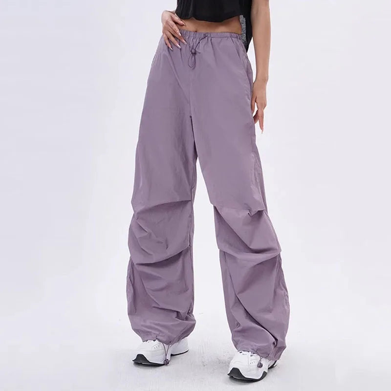 Y2K Parachute Pants Women Harajuku Streetwear Wide Leg Baggy Sweatpants Female Vintage Hip Hop Joggers Cargo Trousers