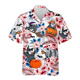 Animal Cat Raccoon Hawaiian Shirts Men 3D Print Dinosaur Pattern Shirt Button Lapel Short Sleeves Fashion Aloha Shirt Clothing