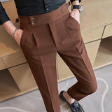 QJ CINGA New Grey Men's Woolen Pants, Autumn/Winter Thick Trousers Men, Slim Business Pantalones Hombre Fashion Slacks