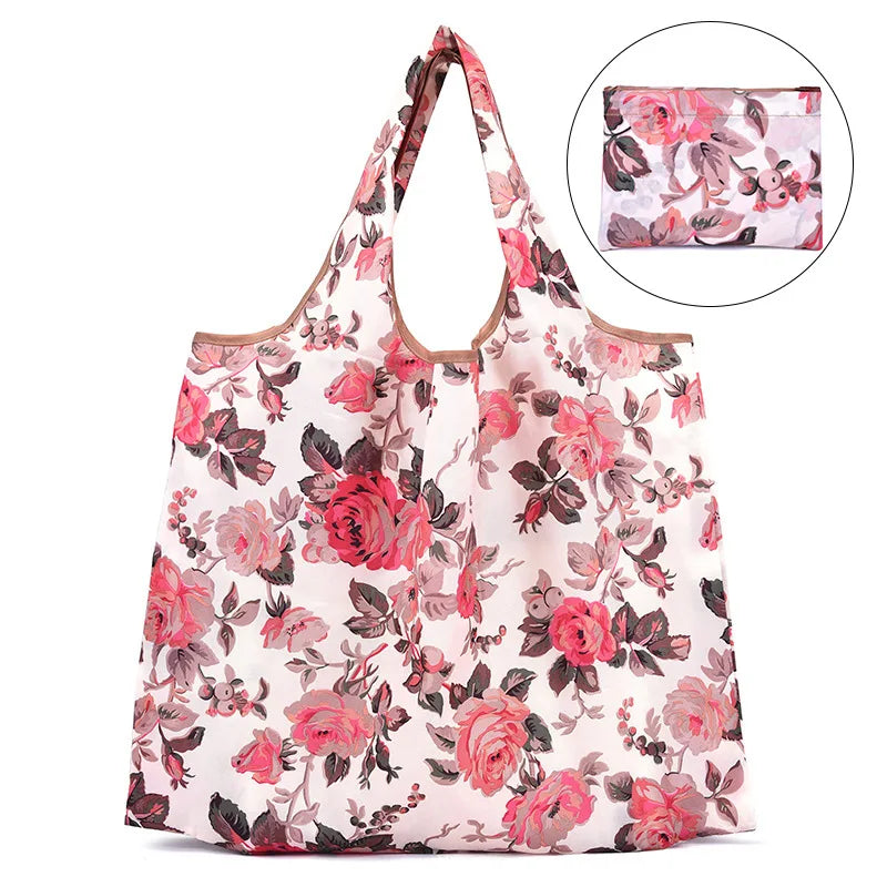 Big Size Thick Nylon Large Tote ECO Reusable Polyester Portable Shoulder Women's Handbags Folding Pouch Shopping Bag Foldable