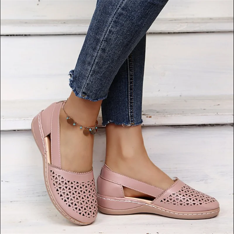 Women's Sandals Summer Handmade Ladies Shoes Leather Breathable Sandals Women Flats Retro Style Cusomized Support Slipper