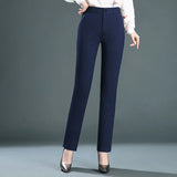 Stretch High Waist Trousers Women's Fashion Casual Pants Black Khaki Navy Blue Slacks Women Pantalones