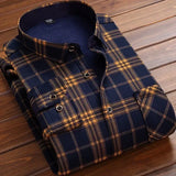 Men's Autumn Winter Casual Long Sleeve Plaid Shirt Thick Warm Men's Casual High-Quality Soft Large Size Warm Shirt Tops 4XL