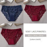 3PCS/Set Luxury Floral Embroidery Lace Panties Women Briefs Sexy Hollow Lingerie Female Underwear Ladies Breathable Underpants