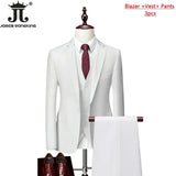 ( Jacket+Vest+Pants ) Formal Business Office Men's Suits Groom Wedding Dress Party Dress Solid colour Suit