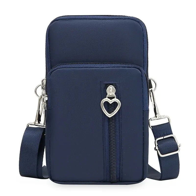 Waterproof Mobile Phone Bag Women's Mini Oxford Crossbody Bag Daily Multi-layer Zipper Purse Casual Outdoor Travel Nylon Bag