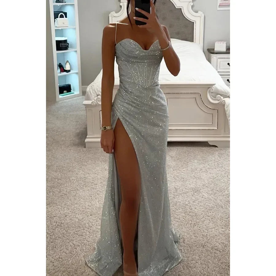 2024 Summer Women Evening Dress Sequined Trumpet Long Dresses Female Elegant New Sexy Fashion Bling Club Party Vestidos Ladies