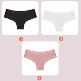 3PCS Lace Seamless Cotton Panties Ribbed Brazilian Pants Low Waist Women Panties Breathable Girls Underwear Plus Size Lingerie