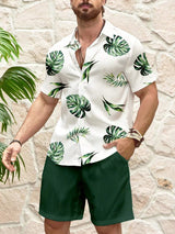 Men's Short-sleeved Shirt And Beach Shorts Set Hawaiian Vacation Men's Casual Shirt Summer Stylish And Comfortable Men's Shorts