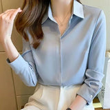 Office Lady Long Sleeve Shirt New Spring Autumn Casual Chiffon Shirts Women All-match Simple Black White Blouses