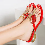 Water Diamond Slippers For Women Summer Outwear, Low Heel Bohemian Beach Shoes, Holiday Flip Flops, Sandals Wholesale