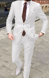 Men's Suit   Handsome Casual 2 Piece Suit For Men Wedding Tuxedos Notched Lapel Groomsmen  Business  Prom Blazer