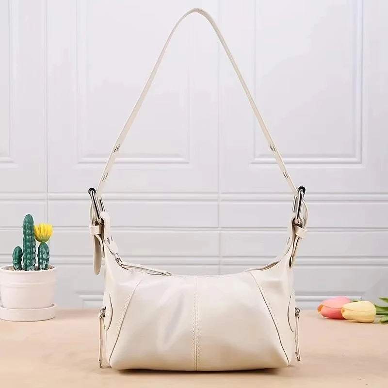 Underarm Bag Women's Bag Cool Drag Style Single Shoulder Underarm Stick Bag Niche Design Leather Zipper Single Shoulder Handbag