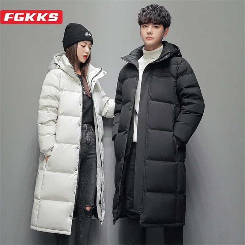 Outdoor Leisure Down Parka Cotton-Padded Men's Slim Cotton Long Coat High-Quality Design Casual Down Parka Men