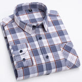 Pure Cotton Men's Plaid Shirt Long Sleeve Regular Fit Men Casual Oversized Shirt Leisure Autumn Male Blouse New Plus Size