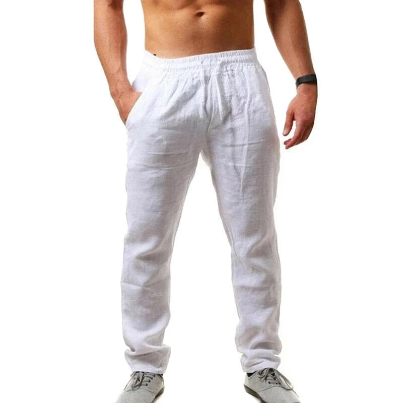 Men Sports Jogging Sweatpants Splicing Casual Pure Color Cotton Straight Trousers Large Size Home Long Pants