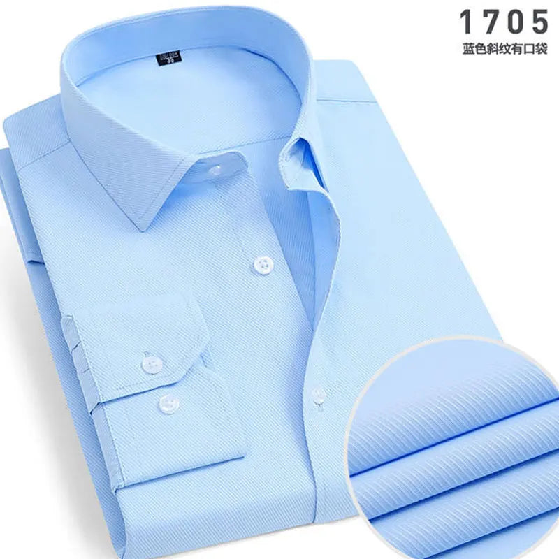 Spring New Men's Striped long-sleeved Shirt Non-ironing Anti-wrinkle Comfortable Breathable Business Casual Fashion Slim Fit