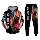 Autumn and Winter Men's Tracksuit 3D The Lion Print Zipper Hoodies Sweatshirts Pants Sets Casual Mens Clothing Women's Tracksuit