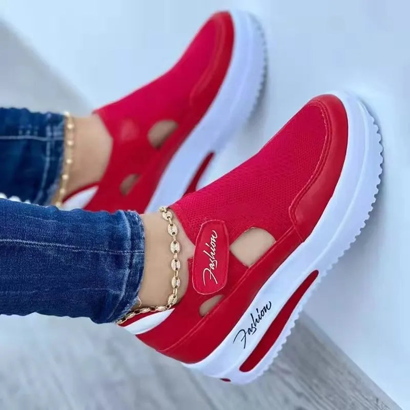 Red Sneakers Women Shoes Woman Tennis Shoes Canvas Shoe Female Casual Shoes Ladies Sport Shoes Platform Sneaker Hollow Out Shoes