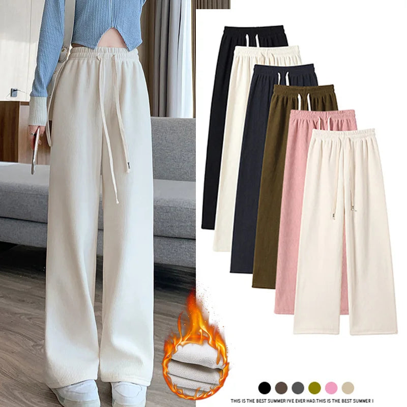 Women Long Pants Spring Autumn Women Elastic Waist Stright Long Wide leg pants Casual Female Long Pants Trousers