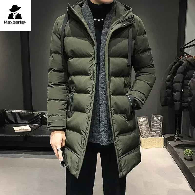 Men Long Down Jackets Winter Coats Chaquetas Hooded Casual Winter Parkas High Quality Male Green Warm Parkas Coats Size 8XL