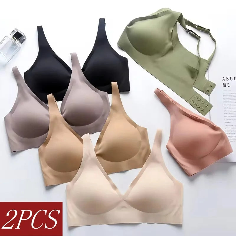 2Pcs/Set Seamless Bra Women Underwear Wireless Brassiere Soft Padded Intimate Female Push Up Sexy Lingerie Underwear Sleepwears