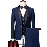 Men's Lapel Collar 3 Piece Suit Set Coat Vest Trousers / Business Groomsmen Groom Wedding Dress Blazer Jacket Pants Waistcoat